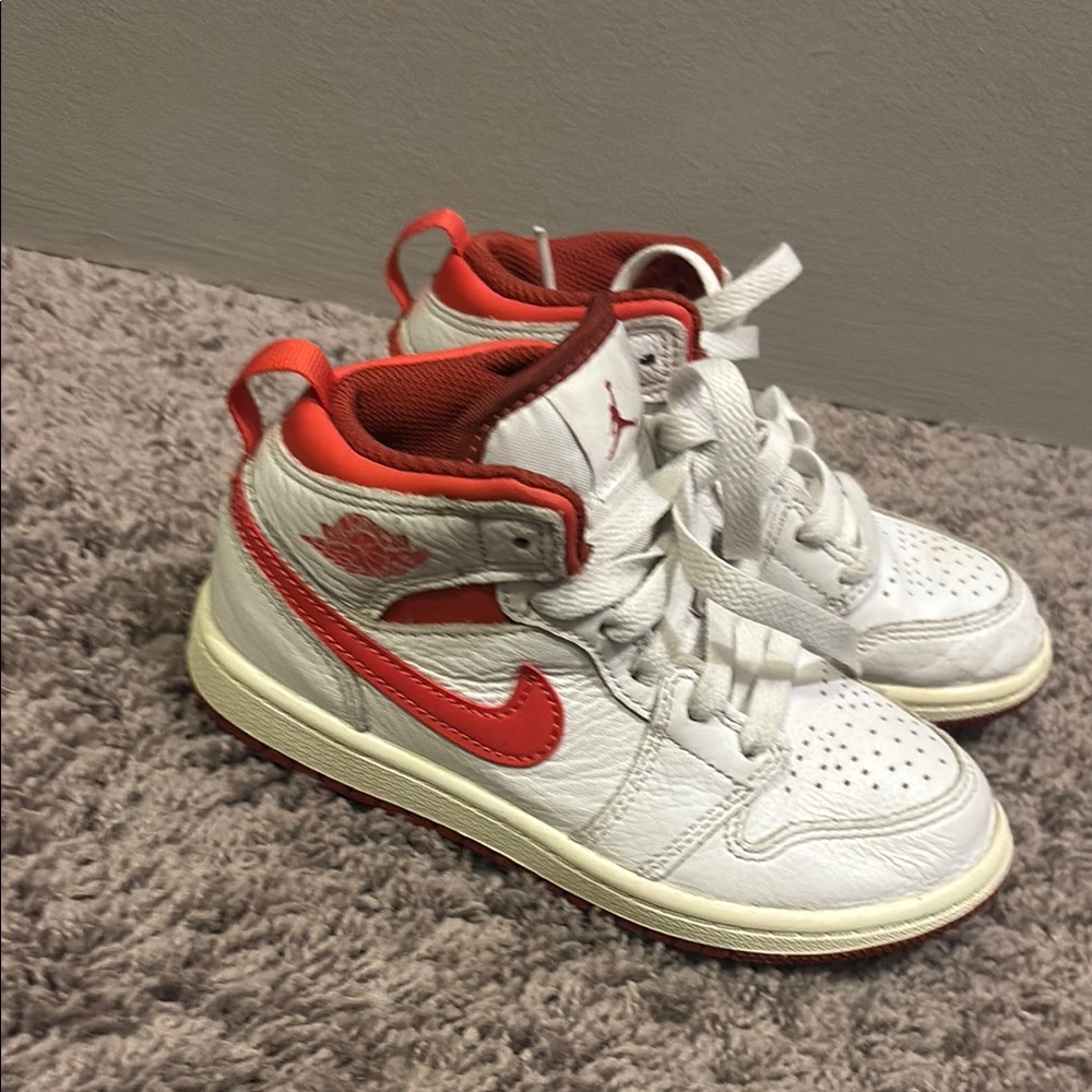 Kids White and Red Sneakers